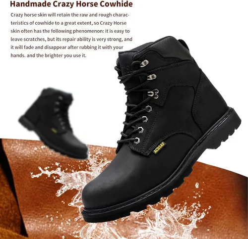 Miniatura 3 de Botas de trabajo para hombre, impermeables, cómodas, antifatiga, puntera suave, antideslizantes, botas de trabajo de seguridad para construcción