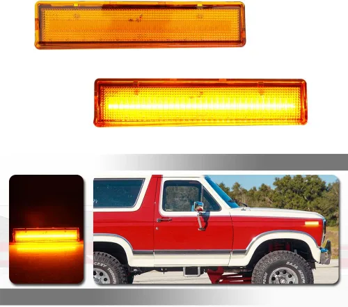 Para 1980 1981 1982 1983 1984 1985 1986 Ford BRONCO F-150 F-250 F-350 Luces de marcador laterales de parachoques delantero lente ámbar LED