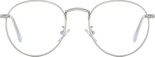 Miniatura 10 de AIEYEZO Gafas redondas para mujeres y hombres, lentes de bloqueo de luz azul, lentes circulares con marco de alambre de metal