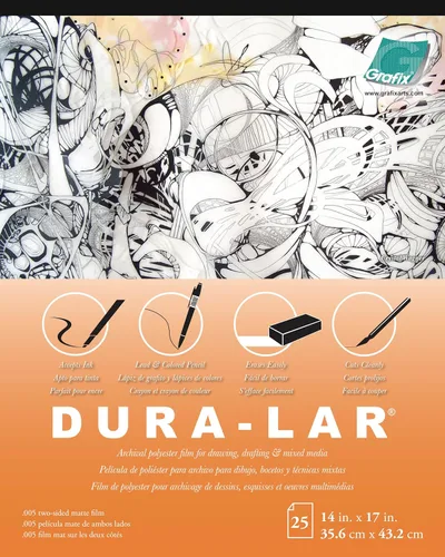 Miniatura 25 de Grafix Dura-Lar Película de 0.002", Ultra Transparente, Brillante 40" x 50', Material, Alternativa de Mylar/Acetato para, Plantillas y Plantillas