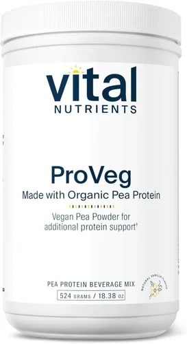 Vital Nutrients ProVeg - Proteína orgánica de guisante de 18.48 oz, proteína de guisante vegana en polvo, 0.81 oz de proteína por porción, sabor