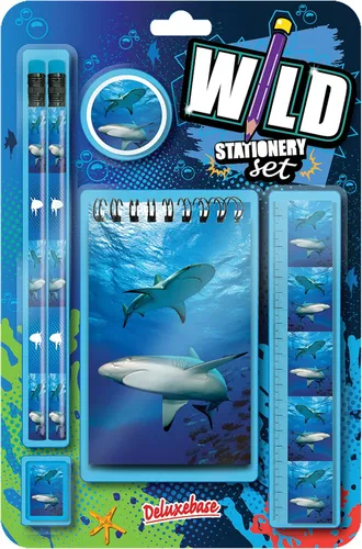 Miniatura 16 de Deluxebase Wild Stationery Set - Tigre blanco de animales de papelería con 2 lápices, borrador, sacapuntas, regla y lindo cuaderno. Suministros