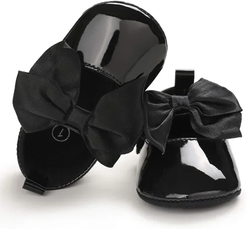Miniatura 6 de WILLFUN Zapatos planos Mary Jane para bebés y niñas con lazo, vestido de princesa, zapatos de cuna, suela de goma suave antideslizante