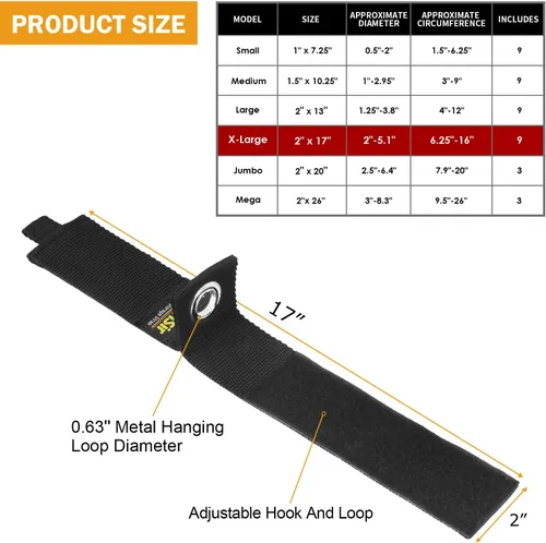 Miniatura 5 de LuBanSir Paquete de 9 soportes para cables de extensión, correa de almacenamiento de cable de extensión de 17 pulgadas para organización