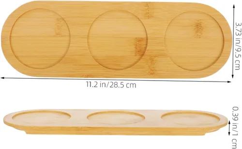 Miniatura 2 de Bandeja de madera de 3 ranuras para vino y cerveza, soporte para bebidas de bambú, diseño antideslizante para fiestas y barras de KTV