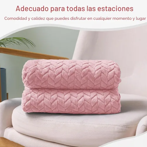 Miniatura 5 de Exclusivo Mezcla Manta de forro polar para sofá, manta de franela jacquard suave y acogedora de 50 x 70 pulgadas, ligera, mullida y cálida para Rosa