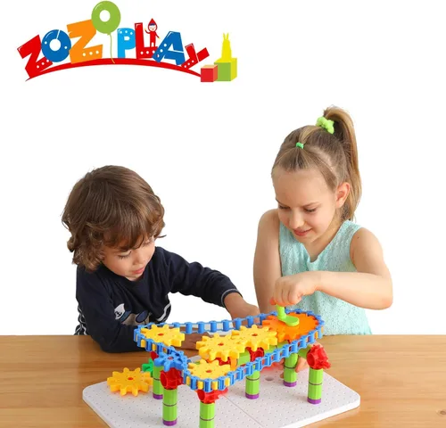 Miniatura 3 de ZOZOPLAY Juguete de aprendizaje STEM – 170 piezas de engranajes de ingeniería creativa y bloques de construcción de construcción, juguetes