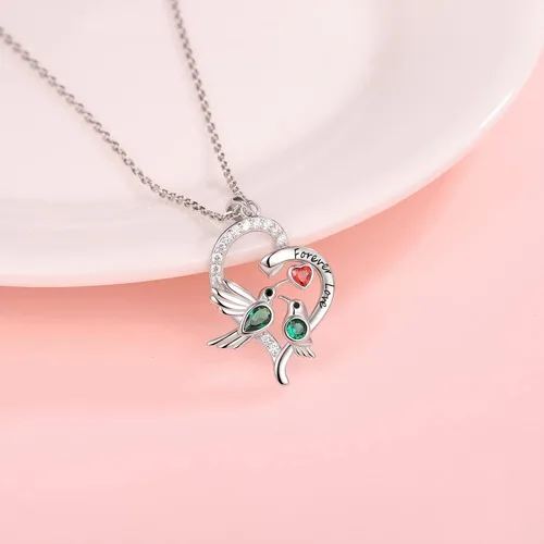 Miniatura 4 de Bolelis Collares de plata de ley con colibrí para mujer, chapado en oro, colgante de flor de pájaro adornado con circonita brillante, joyería