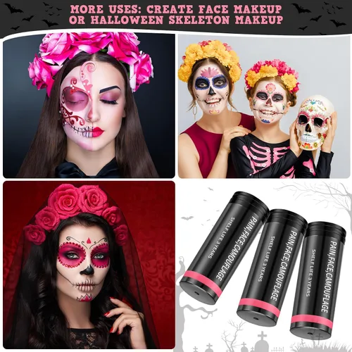 Miniatura 5 de Sweetude 6 piezas de palo de fútbol deportivo para ojos, pintura facial de fútbol para sóftbol, béisbol, atletas, estadio, Halloween, cosplay