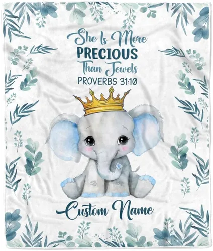 Miniatura 18 de Manta de bebé personalizada con nombre, linda flor de elefante, recién nacido, niña, niños, hija, multicolor 507