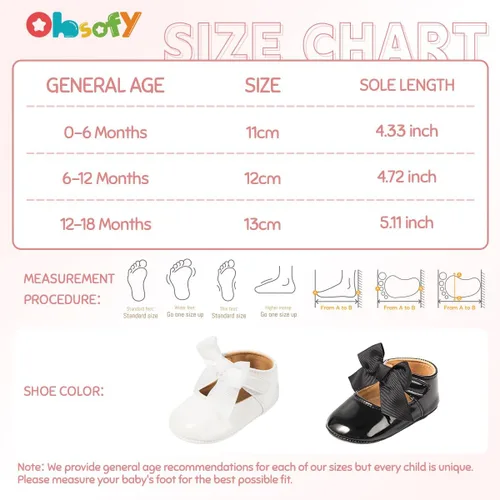 Miniatura 6 de ohsofy Zapatos planos antideslizantes con lazo para niñas y bebés, zapatos de vestir para boda, zapatos de cuna para bebés y niñas pequeñas