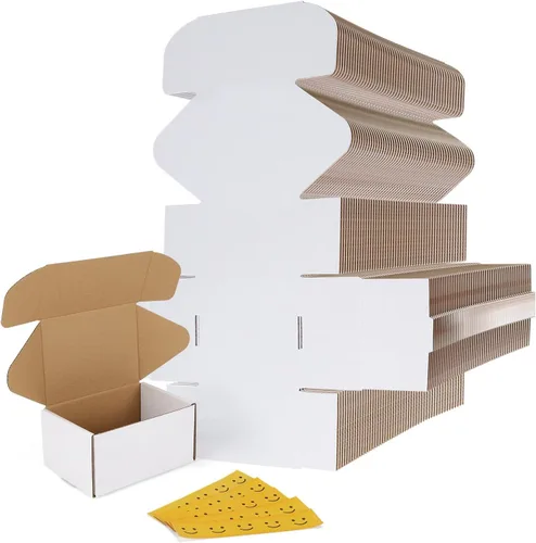 Miniatura 18 de RLAVBL Juego de 25 cajas de envío de 10 x 8 x 3, caja de cartón corrugado blanca para embalaje, correo, negocios Blanco