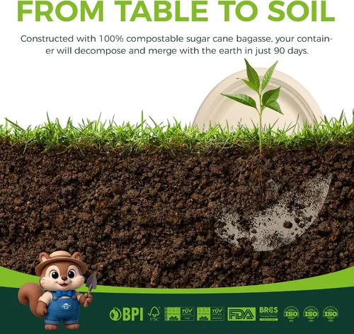 Miniatura 4 de Platos de papel ovalados 100% compostables de 12 pulgadas, paquete de 125 platos desechables grandes y resistentes para barbacoas, fiestas, pícnic