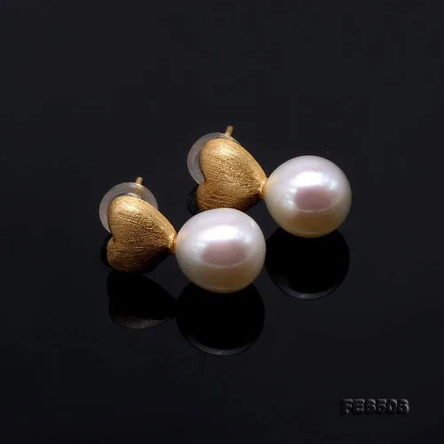 Miniatura 3 de JYX - Pendientes de plata de ley con forma de corazón y perlas de agua dulce de 0.315in