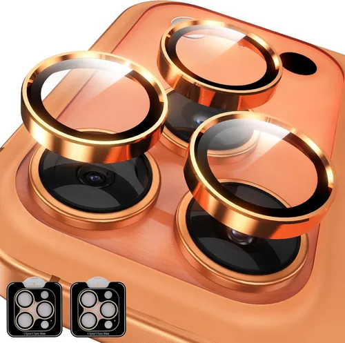 Miniatura 10 de YWXTW Protector de lente de cámara para iPhone 17 Pro/iPhone 17 Pro Max, [bandeja de instalación de 1 paso] Protector de pantalla de vidrio Naranja