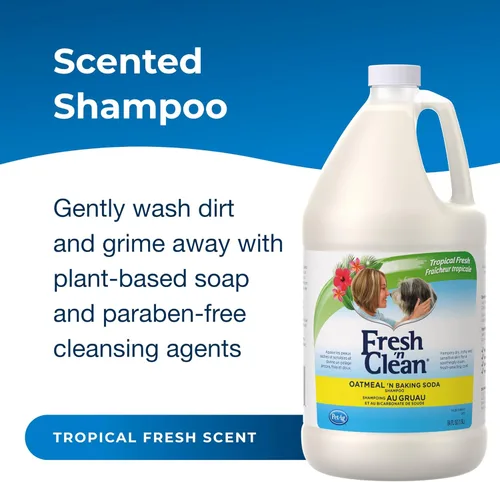 Miniatura 2 de PetAg Fresh 'n Clean - Champú de avena y bicarbonato de sodio, aroma fresco tropical, 64 onzas, nutre la piel seca, picazón y sensible con vitamina