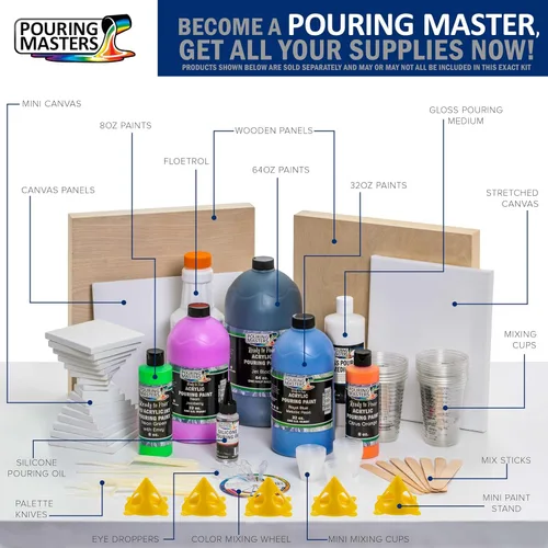 Miniatura 6 de Pintura acrílica Pouring Masters Placer Gold Metallic Pearl lista para verter - Pintura acrílica fluida Premium de 32 onzas premezclada - Placer Oro