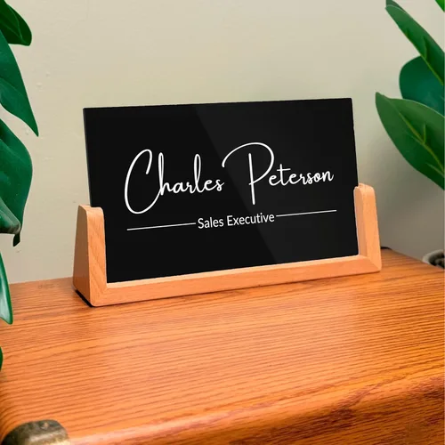 Miniatura 4 de Placa de Nombre Personalizada para Escritorio - Regalo de Negocio - Regalo de Oficina para Compañero de Trabajo, Jefe o Gerente - Placa de Nombre