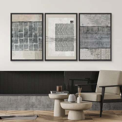 Miniatura 370 de SIGNWIN Lienzo enmarcado para pared, arte con pinceladas de flujo neutro en tonos beige abstractos, ilustraciones, arte moderno, decorativo