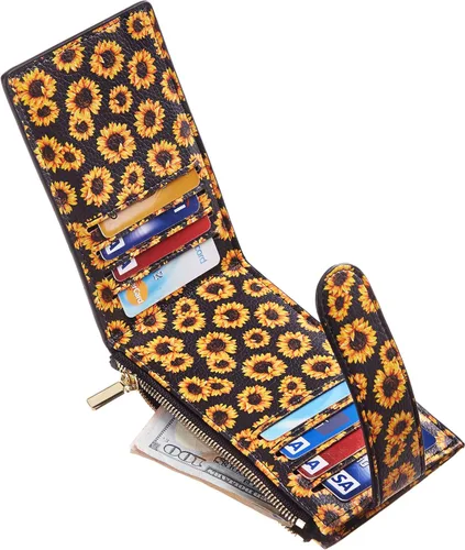 Miniatura 7 de Chelmon Cartera para mujer delgada con bloqueo RFID, billetera plegable con varios compartimientos para tarjetas con bolsillo con cremallera
