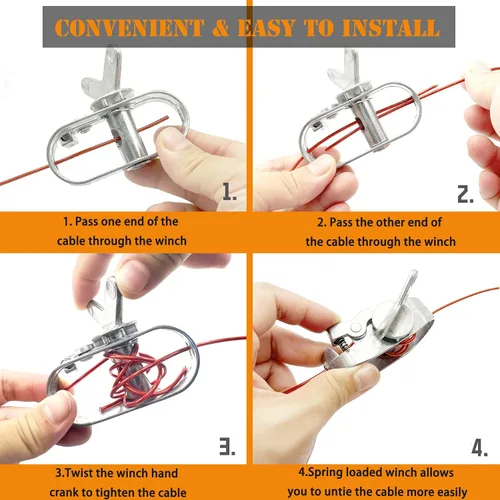 Miniatura 4 de Cable y cabrestante para cubierta de piscina, cable de cubierta de piscina resistente de 100 CW y trinquete para asegurar cubiertas de piscina sobre
