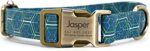 Miniatura 21 de Collar de perro personalizado con nombre y número de teléfono grabado, collar ajustable personalizado para cachorros, collar de algodón orgánico