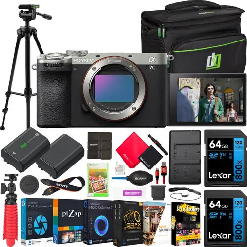 Miniatura 11 de Sony a7C II - Cuerpo de cámara sin espejo de marco completo con lente F4-5.6 de 1.102-2.362 in plateado ILCE-7CM2L/S con estuche de fotografía Deco