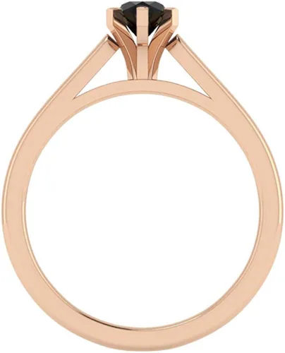 Miniatura 3 de Anillo de compromiso solitario de diamante negro de 34 quilates, corte marquesa, oro de 14 quilates