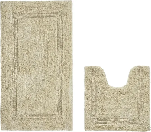 Miniatura 66 de Better Trends Alfombra de Inodoro en Forma de U Cubierta de Asiento de Inodoro de Lujo 100% Algodón Absorbente de Agua, Cubierta de Tapa Reversible