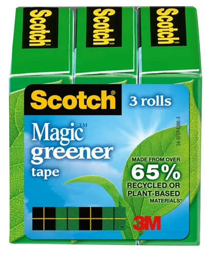 Scotch Cinta mágica ecológica, cinta invisible para fijar papel, suministros de oficina y suministros de regreso a la escuela, 0.75 pulgadas x 900