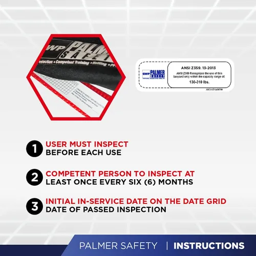Miniatura 9 de Palmer Safety Arnés de seguridad de protección contra caídas Hammerhead Series Kit de seguridad I Arnés Premium + Cordón + Kit de extensor de anillo