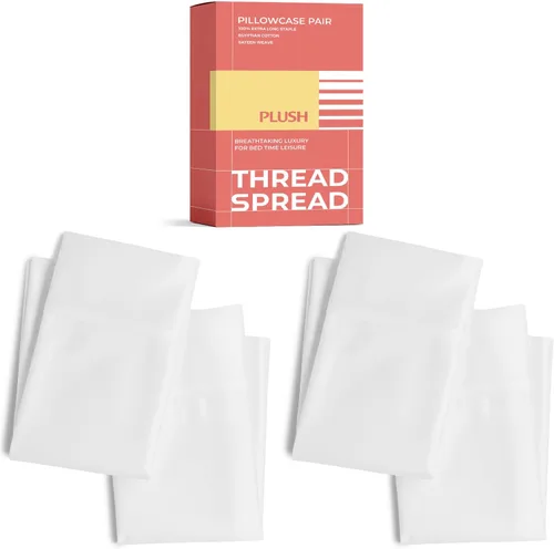 Miniatura 22 de Thread Spread Fundas de Almohada de Algodón Egipcio 100% Tamaño Estándar/Queen Juego de 2 - Fundas de Almohada Beige Satén de Lujo con Cuenta