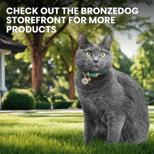 Miniatura 6 de BRONZEDOG Collar de cuero para gato con campanas extraíbles sin liberación rápida, etiqueta QR para gatito para niña y niño