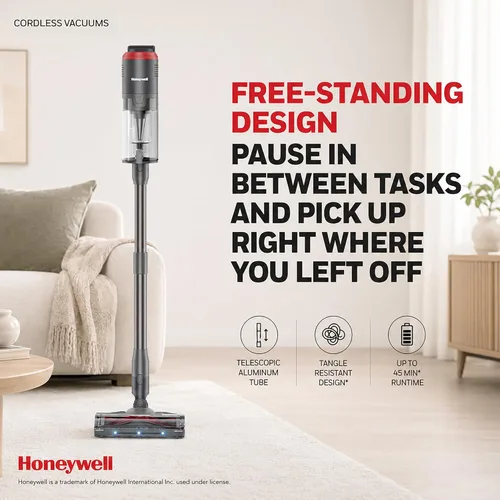 Miniatura 10 de Honeywell Aspiradora inalámbrica de modo dual, aspiradora de palo sin escobillas para alfombras y suelos duros con potente succión, de pie