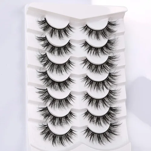Miniatura 8 de Pooplunch - Pestañas postizas finas de visón sintético, estilo ojo de gato, naturales, cruzadas, tipo racimo, efecto 8D de volumen, tiras