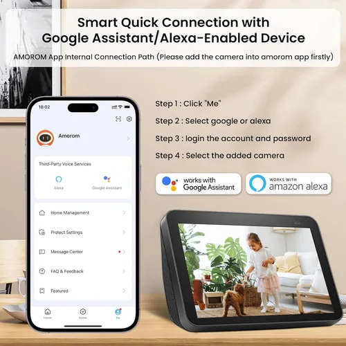 Miniatura 9 de Cámara AMOROM para mascotas 360° Cámaras de seguridad para el hogar (paquete de 3)