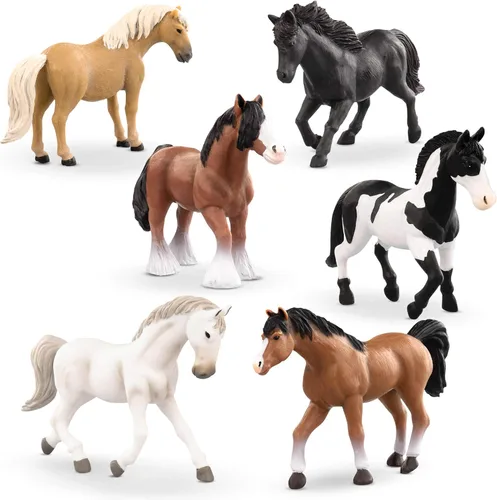 Miniatura 16 de Terra by Battat – 6 piezas de juguetes de caballo de 6 pulgadas – Figuras realistas de mustang – Figuras de animales de plástico – Regalo