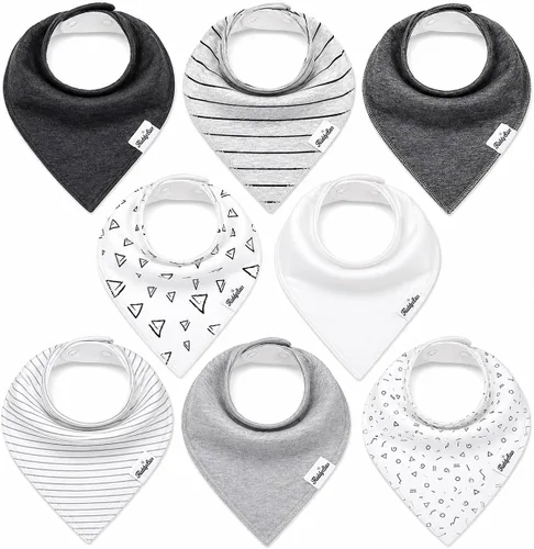 Miniatura 32 de KiddyStar Organic Cotton Baby Drool Bibs Soft, Adjustable, Absorbent, Unisex Teething Bandana Bibs for Babies Clásico 1