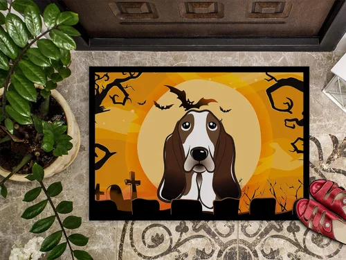 Miniatura 3 de Caroline's Treasures BB1801MAT - Felpudo de Halloween Basset Hound de 18 x 27 pulgadas, tapete para puerta delantera, interior y exterior