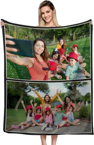 Miniatura 8 de Manta personalizada, diseño de vellón con texto, mantas con imágenes personalizadas para bebé, madre, padre, adultos, amigos, amantes, perros, 1 Foto