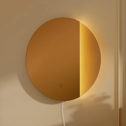 Miniatura 9 de ONEWISH Aplique de pared LED, lámpara de pared con espejo regulable, luces de pared redondas de 16.93 pulgadas para dormitorio con función