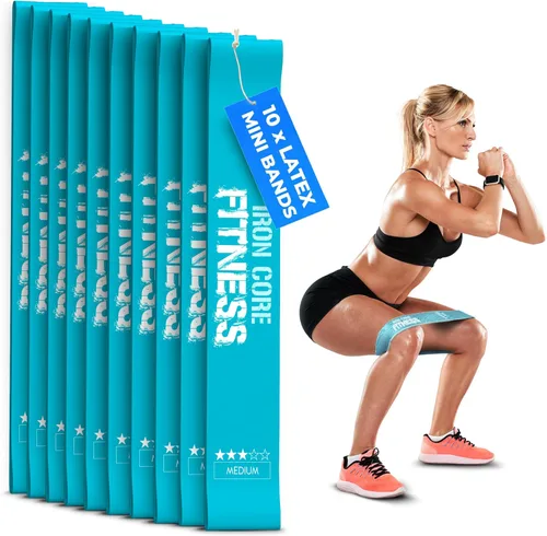 Latex Mini Resistance Bands Sets for Trainers, Bootcamp, Gym for Men and Women in Fun Colors - Ebook, Videos and Workout Chart Included by Iron Core