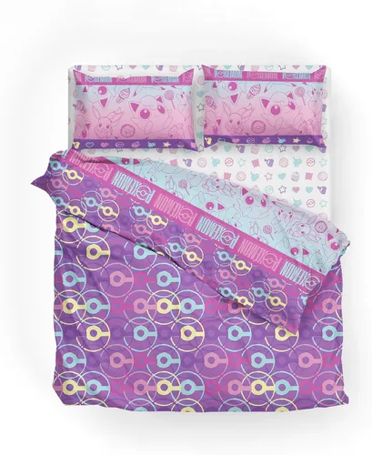 Miniatura 6 de Juego de ropa de cama NORTHWEST Pokémon tamaño completo en una bolsa, Pikachu Eevee, ropa de cama de anime para niñas y niños, ligera y dulce Ligero