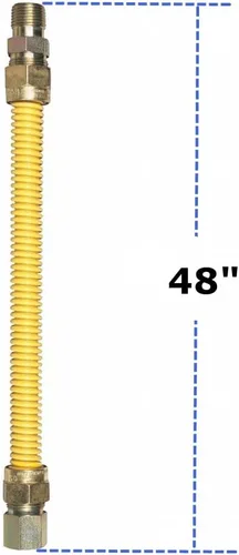 Miniatura 6 de EZ-Fluid 48 pulgadas SS corrugado amarillo epoxi recubierto 3/4 pulgadas MIP x 3/4 pulgadas FIP línea flexible de gas, manguera de suministro