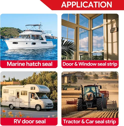 Miniatura 7 de Burlete autoadhesivo de goma de espuma EPDM de 26 pies, burlete de sellado de puerta en forma de D para puerta y ventana, RV, barco, automóvil
