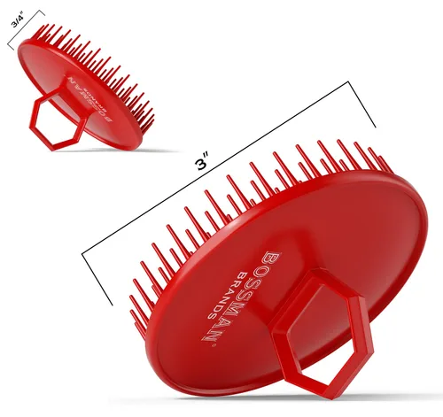 Miniatura 8 de Bossman Masajeador y cepillo de champú para cuero cabelludo (3 pulgadas, rojo) - Cepillo exfoliante para cuero cabelludo - Limpiador de cabeza