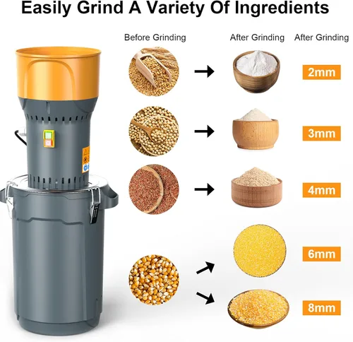 Miniatura 2 de Molinillo eléctrico de granos, molinillo de maíz con 5 modos de filtro, molinillo de trigo para molienda de cereales para el hogar y la granja, 6.6