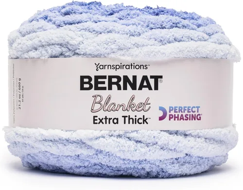 Miniatura 18 de Bernat - Hilo para manta extra grueso color niebla azul - 1 paquete de 21.12 oz/598.74 g - 100% poliéster - #7 Jumbo - 72 yardas - Hilo grueso
