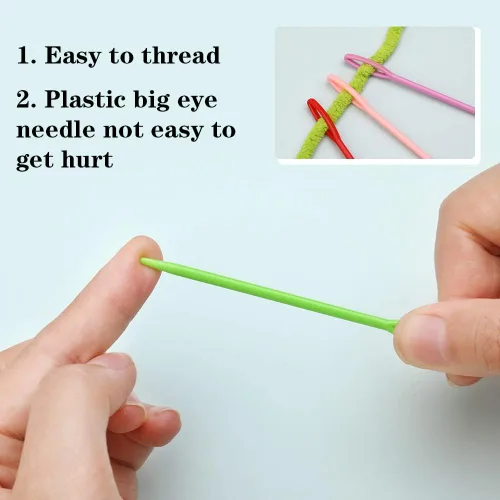 Miniatura 3 de LUNARM 50 agujas de plástico para hilo, 9cm/3.54 pulgadas ojo grande, agujas de coser de hilo de plástico para lienzo, manualidades, bordado