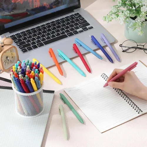 Miniatura 4 de Crtiin 50 bolígrafos de gel de tinta a granel, bolígrafo retráctil de punta fina de 0.5 mm, tinta negra, escritura suave, suministros de oficina